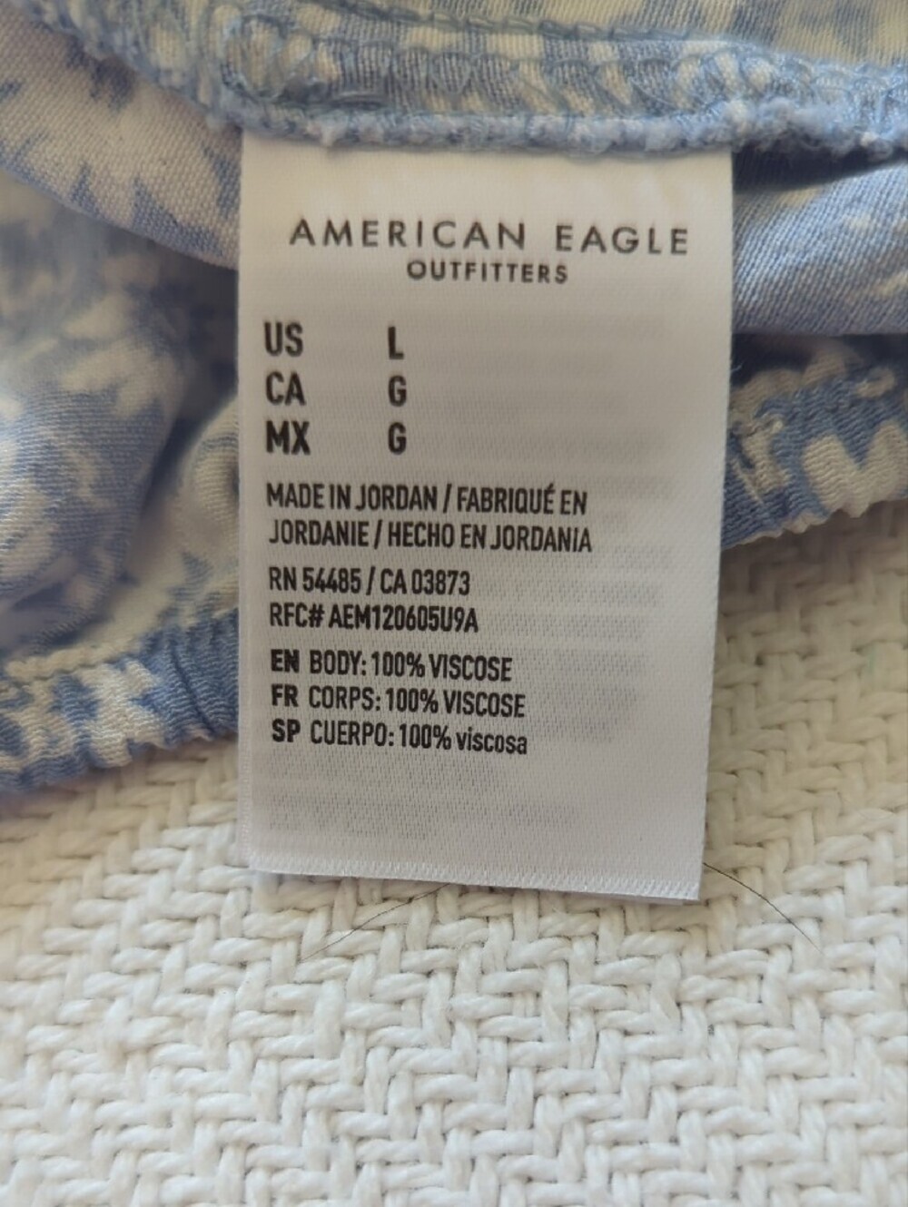 American Eagle Outfitters Women's Large Powder Blue White Floral Button-Tie Top - Picture 4 of 5